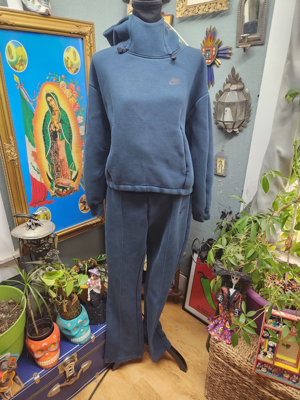 Nike Tech Women's Slate Blue Funnel Neck Fleece Track Set